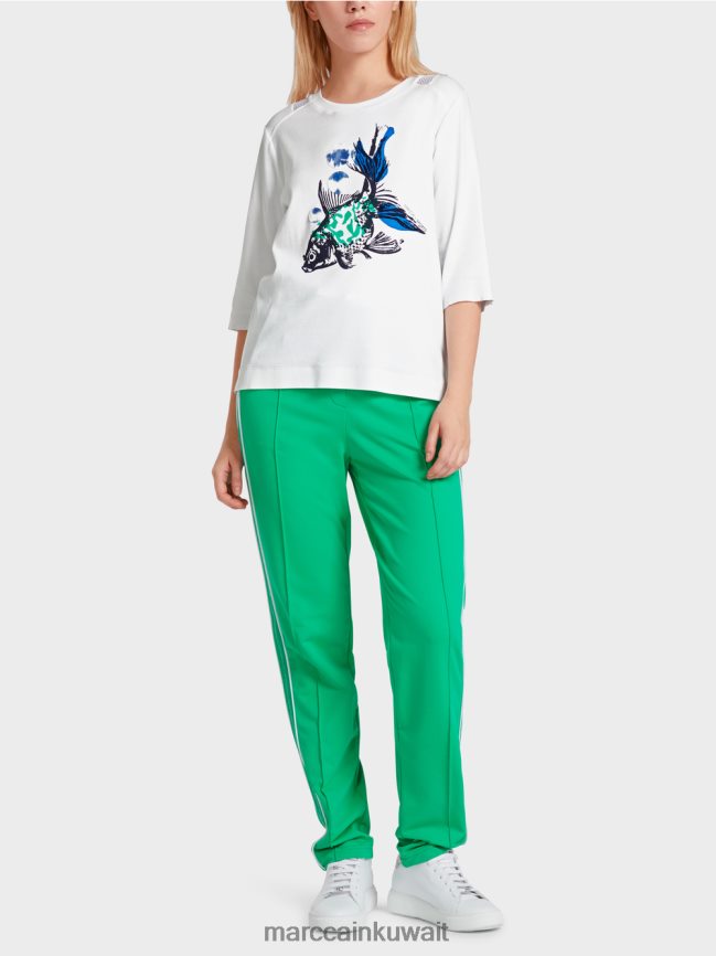 Marc Cain تي شيرت جيد التهوية مع حشوة شبكية LVN0D61361 ملابس أبيض