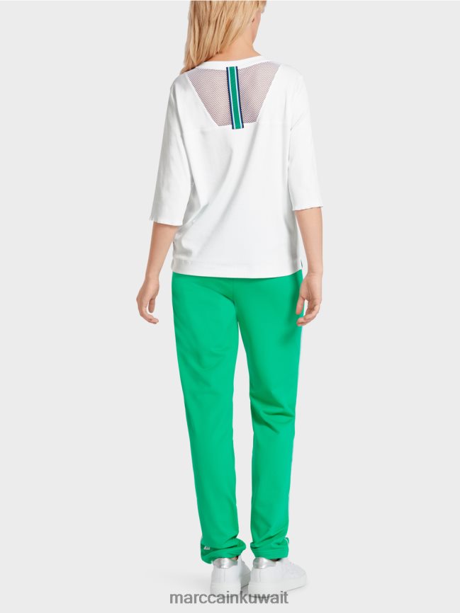 Marc Cain تي شيرت جيد التهوية مع حشوة شبكية LVN0D61361 ملابس أبيض