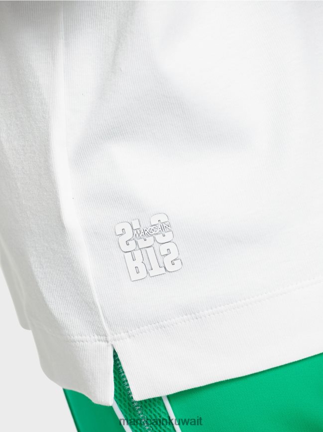 Marc Cain تي شيرت جيد التهوية مع حشوة شبكية LVN0D61361 ملابس أبيض