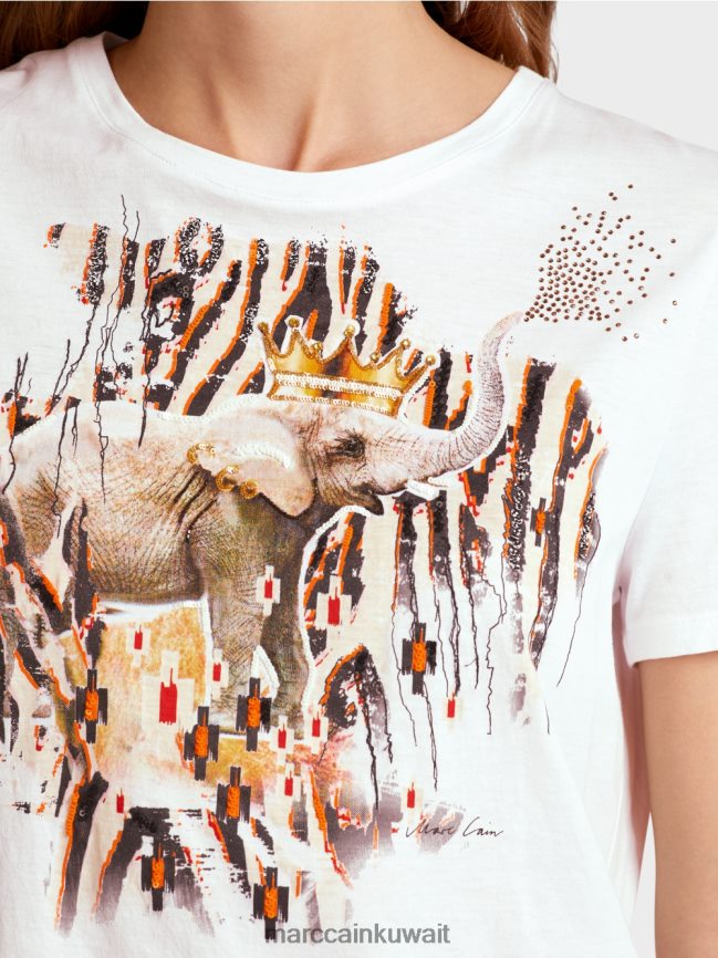 Marc Cain تي شيرت بزخارف الفيل LVN0D61366 ملابس أبيض