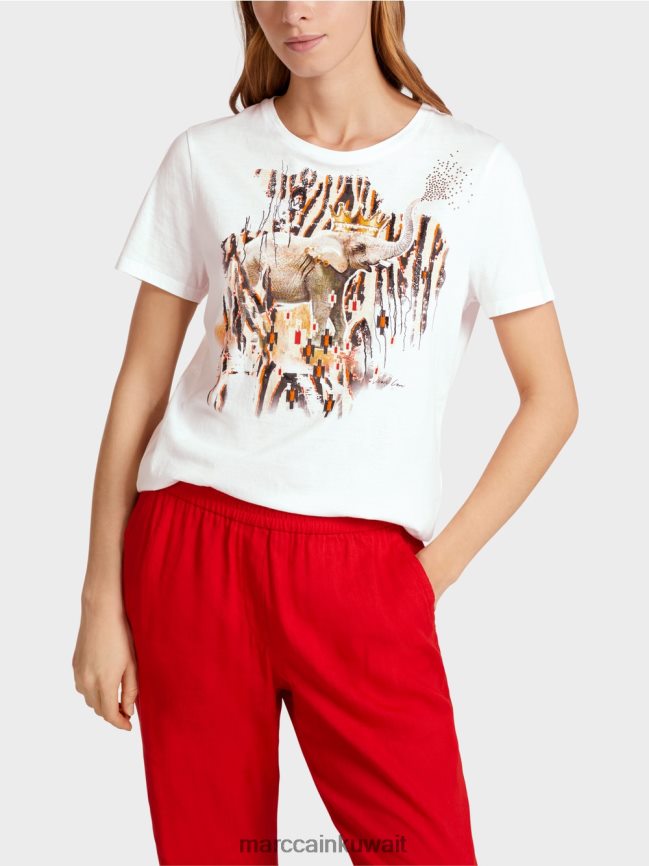 Marc Cain تي شيرت بزخارف الفيل LVN0D61366 ملابس أبيض