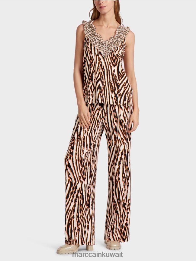 Marc Cain قمة قصيرة مع أنماط مختلطة LVN0D61367 ملابس أحمر عميق