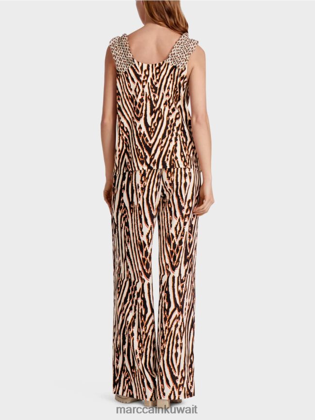 Marc Cain قمة قصيرة مع أنماط مختلطة LVN0D61367 ملابس أحمر عميق