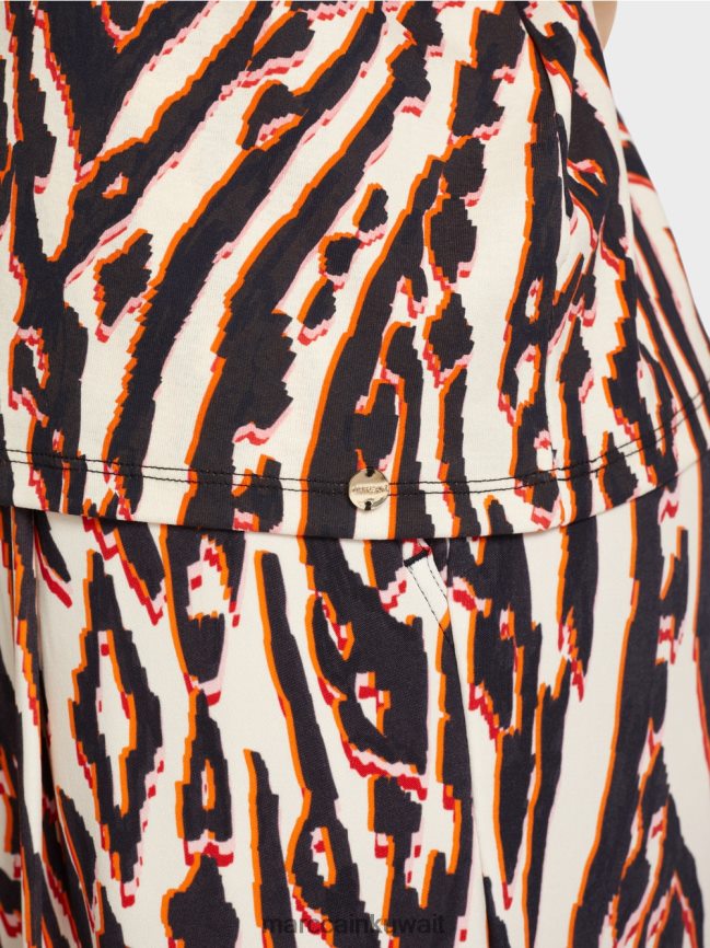 Marc Cain قمة قصيرة مع أنماط مختلطة LVN0D61367 ملابس أحمر عميق