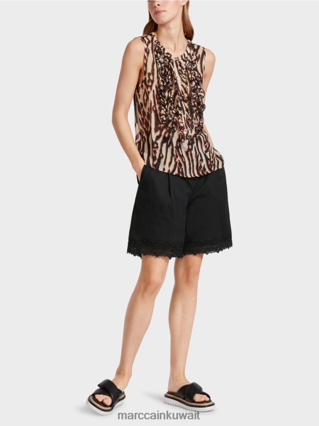 Marc Cain قمة بلا أكمام مع الرتوش LVN0D61368 ملابس أحمر عميق