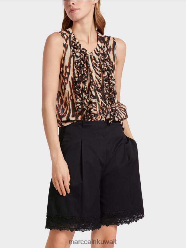 Marc Cain قمة بلا أكمام مع الرتوش LVN0D61368 ملابس أحمر عميق