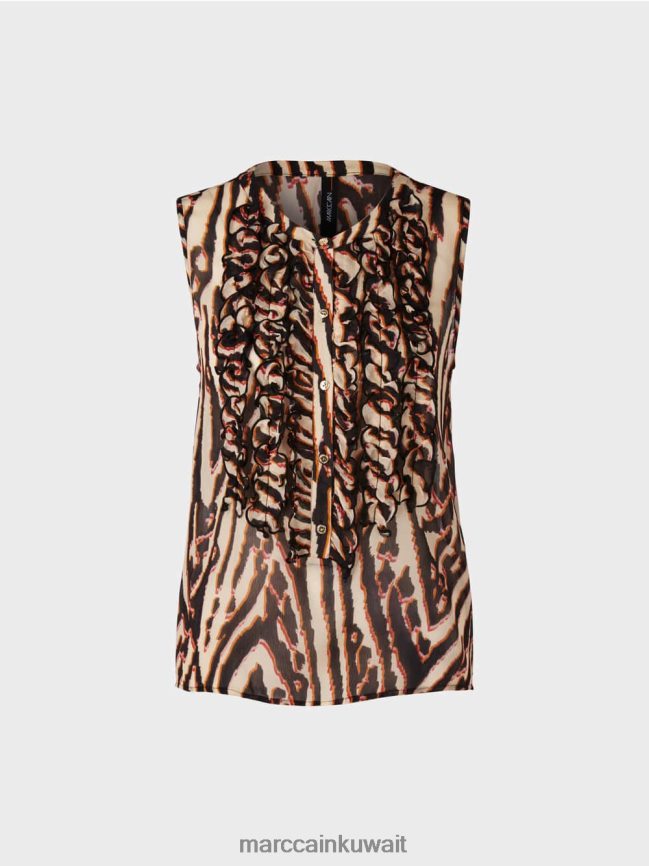 Marc Cain قمة بلا أكمام مع الرتوش LVN0D61368 ملابس أحمر عميق