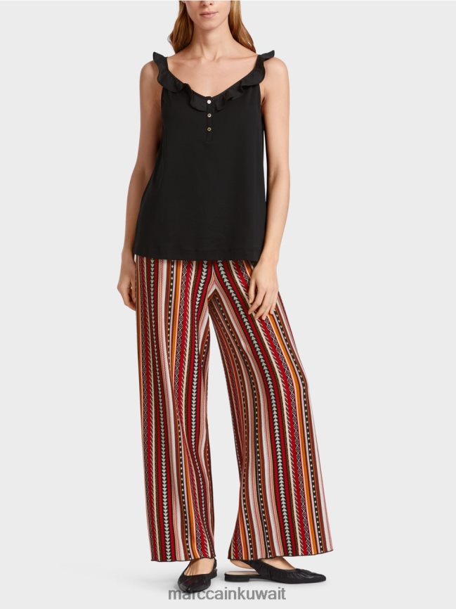 Marc Cain قمة متجددة الهواء مع انتفض LVN0D61369 ملابس أسود