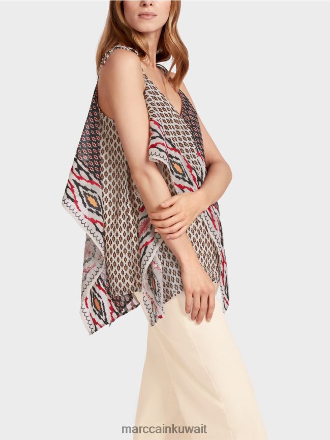 Marc Cain قمة على طراز بوهو LVN0D61372 ملابس كريمة