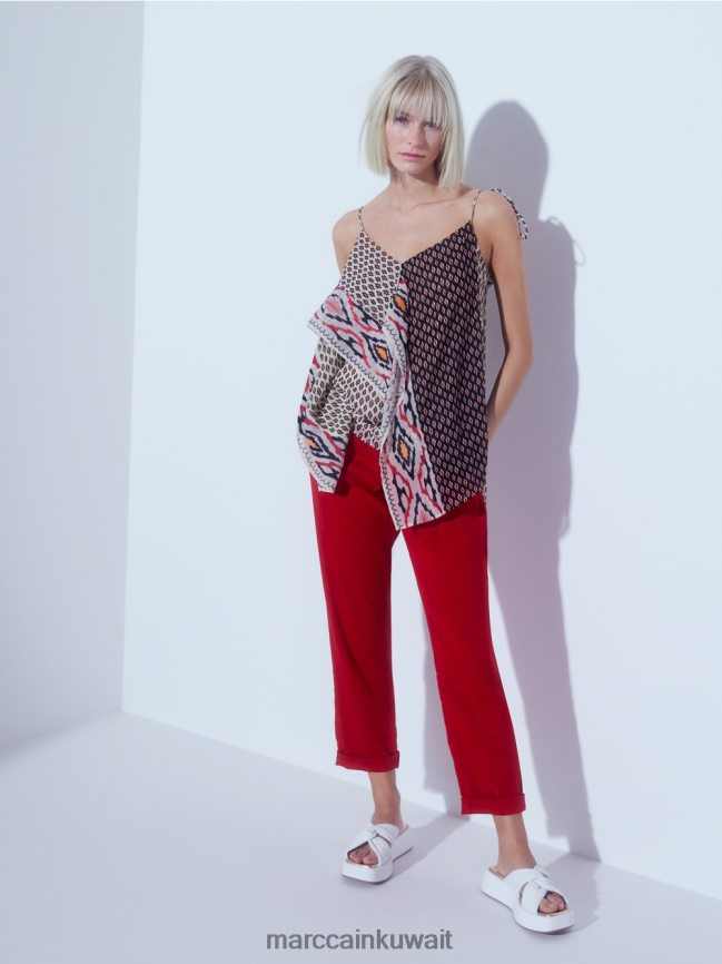 Marc Cain قمة على طراز بوهو LVN0D61372 ملابس كريمة