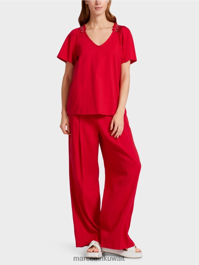 Marc Cain تي شيرت مع راجلان LVN0D61375 ملابس أحمر عميق