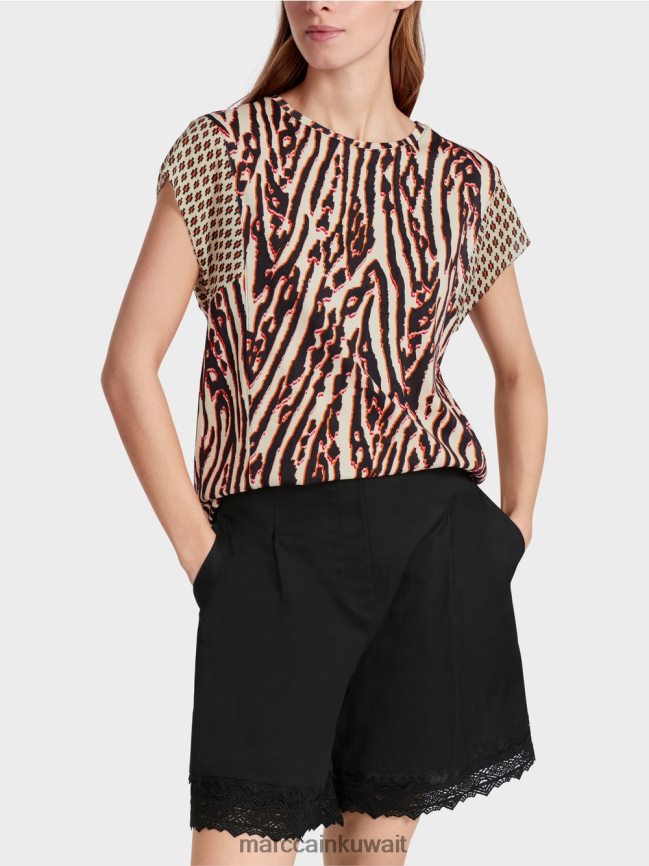 Marc Cain تي شيرت بأنماط مختلطة LVN0D61376 ملابس أحمر عميق