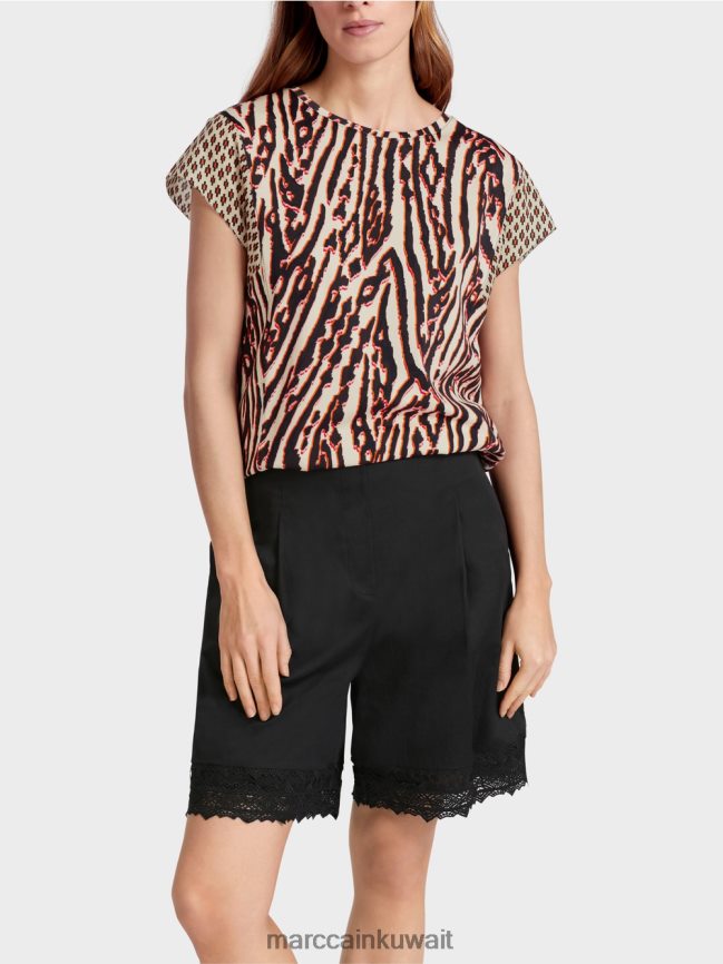 Marc Cain تي شيرت بأنماط مختلطة LVN0D61376 ملابس أحمر عميق