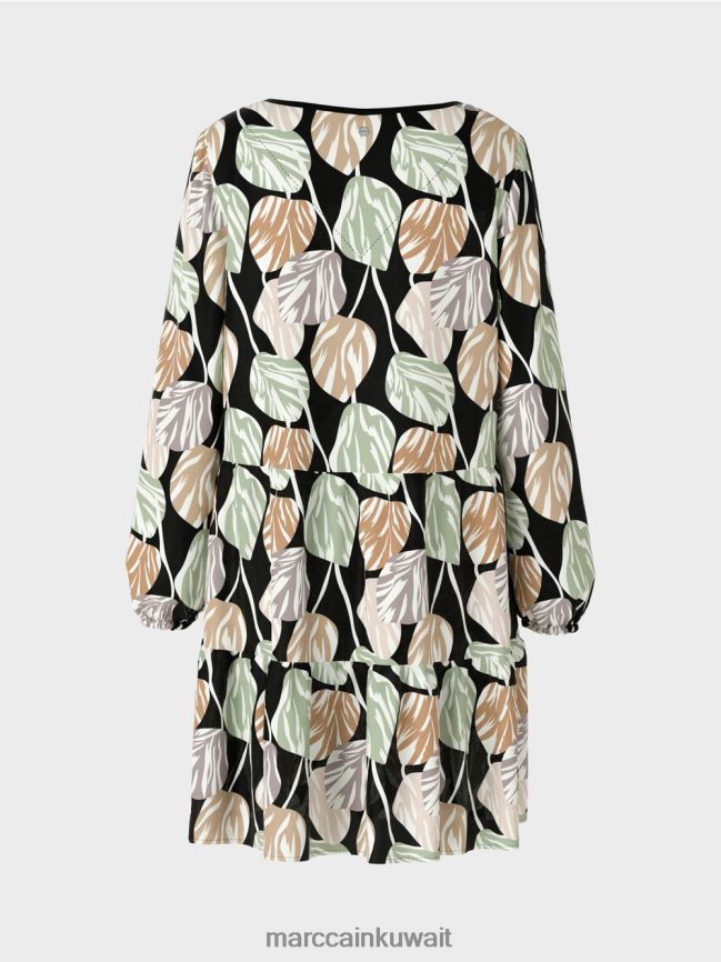 Marc Cain فستان مزين بزخارف أوراق الشجر بالكامل LVN0D6137 ملابس مسحوق النعناع
