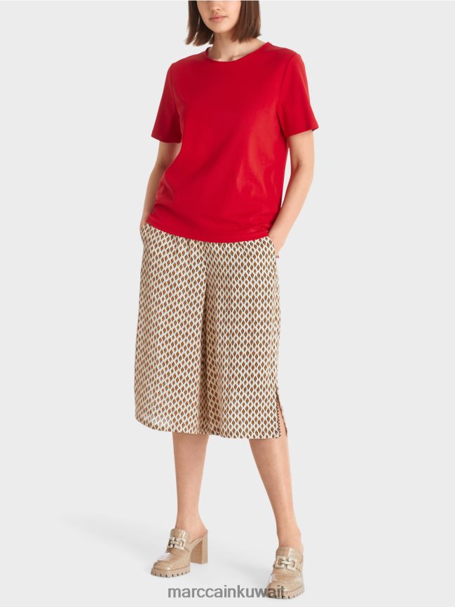 Marc Cain الجزء العلوي من القطن المطاطي LVN0D61381 ملابس أحمر عميق