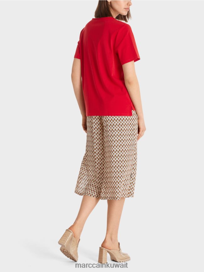 Marc Cain الجزء العلوي من القطن المطاطي LVN0D61381 ملابس أحمر عميق