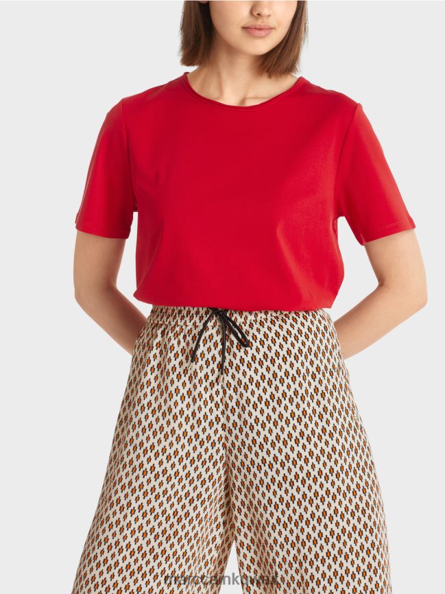 Marc Cain الجزء العلوي من القطن المطاطي LVN0D61381 ملابس أحمر عميق