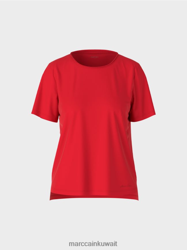 Marc Cain الجزء العلوي من القطن المطاطي LVN0D61381 ملابس أحمر عميق