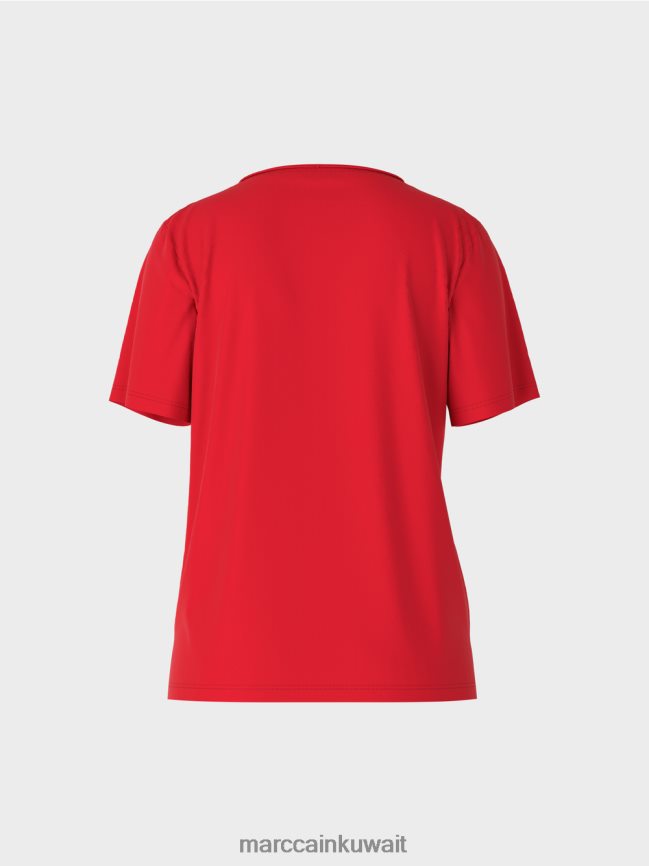 Marc Cain الجزء العلوي من القطن المطاطي LVN0D61381 ملابس أحمر عميق