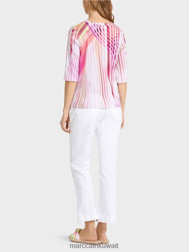 Marc Cain تي شيرت بنمط مخطط LVN0D61382 ملابس ليميد خفيف