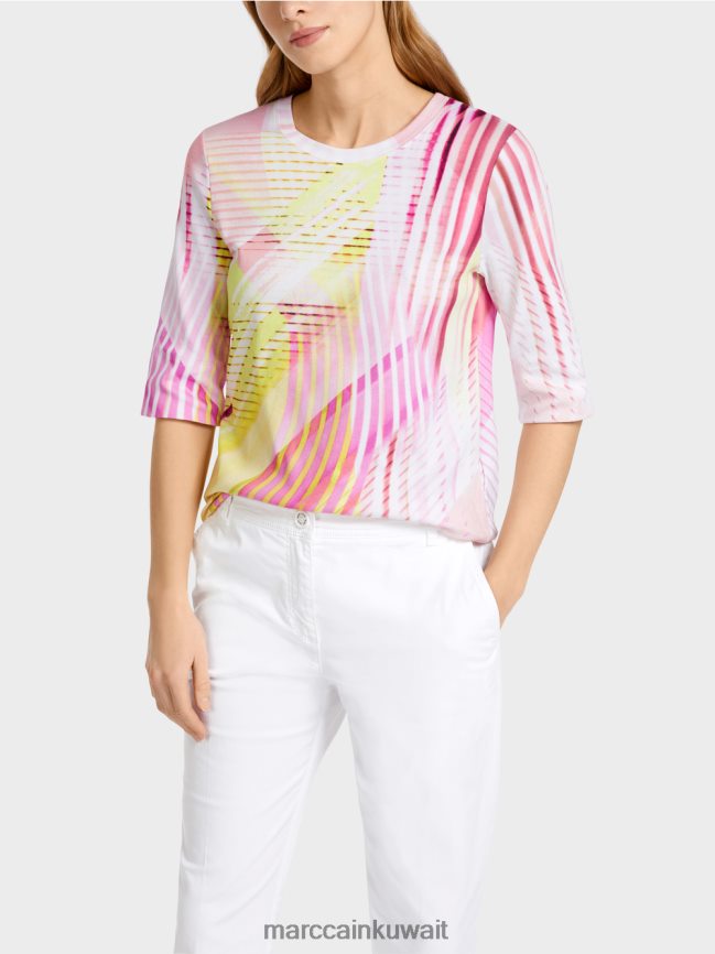 Marc Cain تي شيرت بنمط مخطط LVN0D61382 ملابس ليميد خفيف