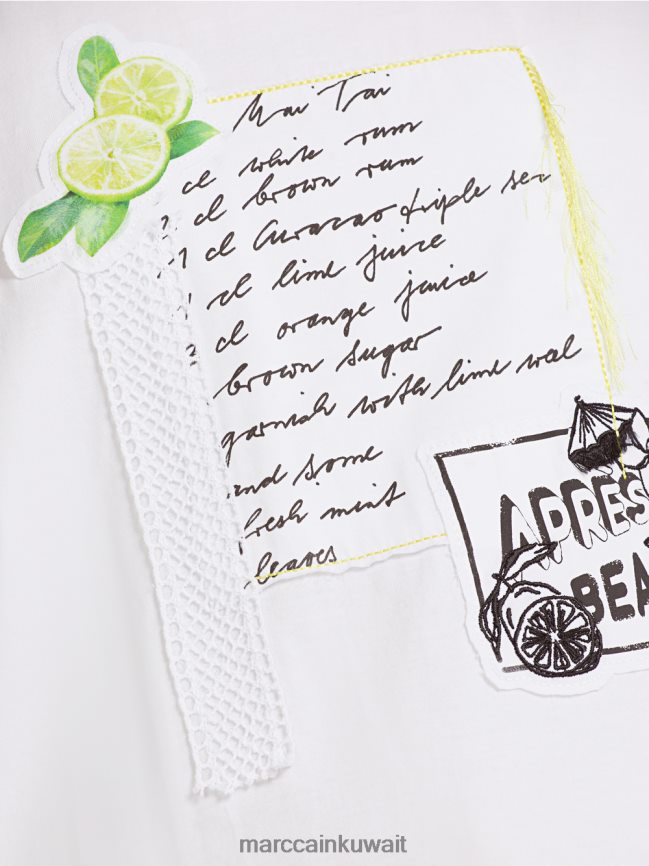 Marc Cain تي شيرت مع تطريزات وطبعات LVN0D61383 ملابس أبيض