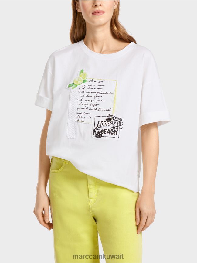 Marc Cain تي شيرت مع تطريزات وطبعات LVN0D61383 ملابس أبيض