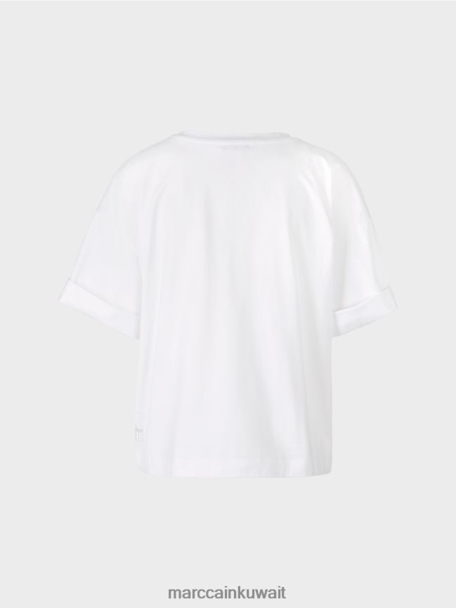 Marc Cain تي شيرت مع تطريزات وطبعات LVN0D61383 ملابس أبيض