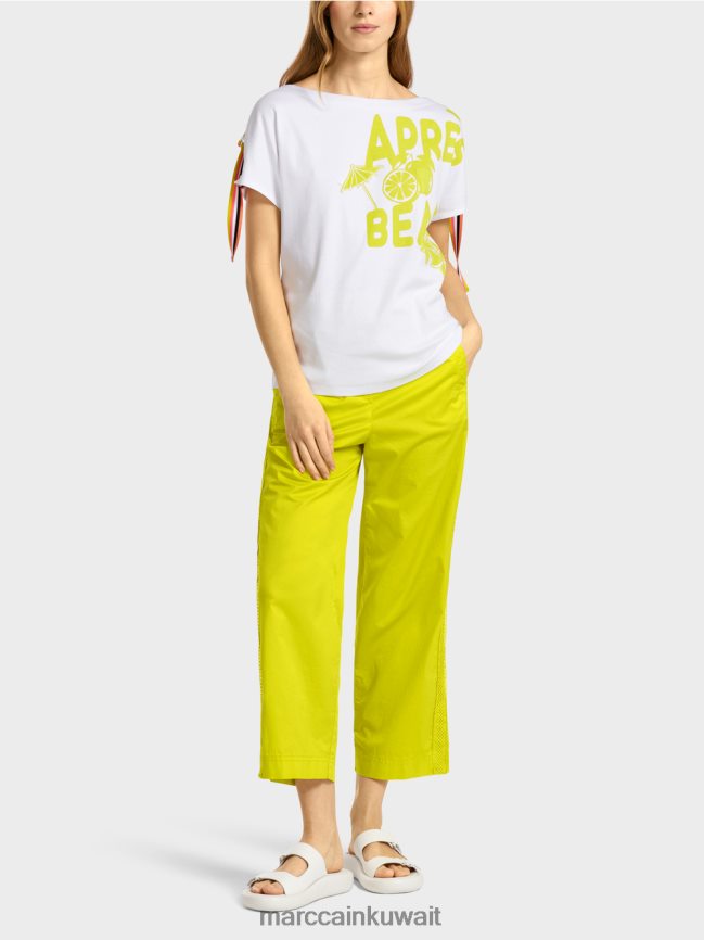 Marc Cain تي شيرت بطبعة بيان LVN0D61384 ملابس أبيض