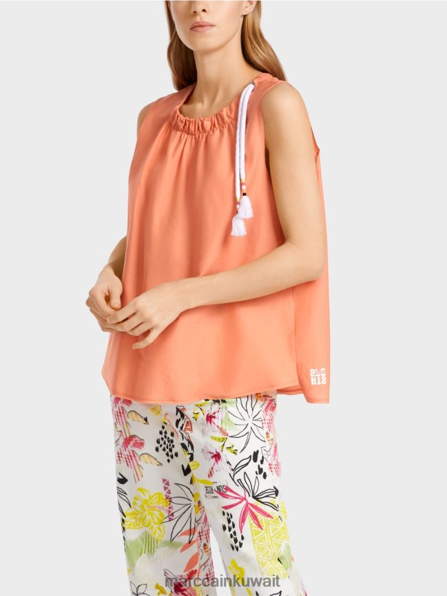 Marc Cain قمة عادية مع الحرير LVN0D61386 ملابس الطين الخفيف