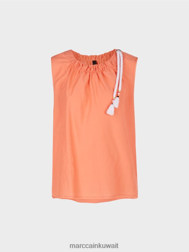 Marc Cain قمة عادية مع الحرير LVN0D61386 ملابس الطين الخفيف