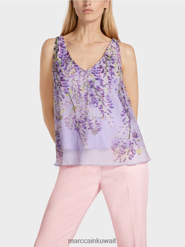 Marc Cain مطوي ألف خط الأعلى LVN0D61389 ملابس أرجواني مشرق