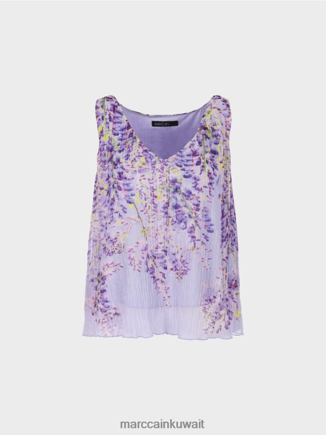 Marc Cain مطوي ألف خط الأعلى LVN0D61389 ملابس أرجواني مشرق