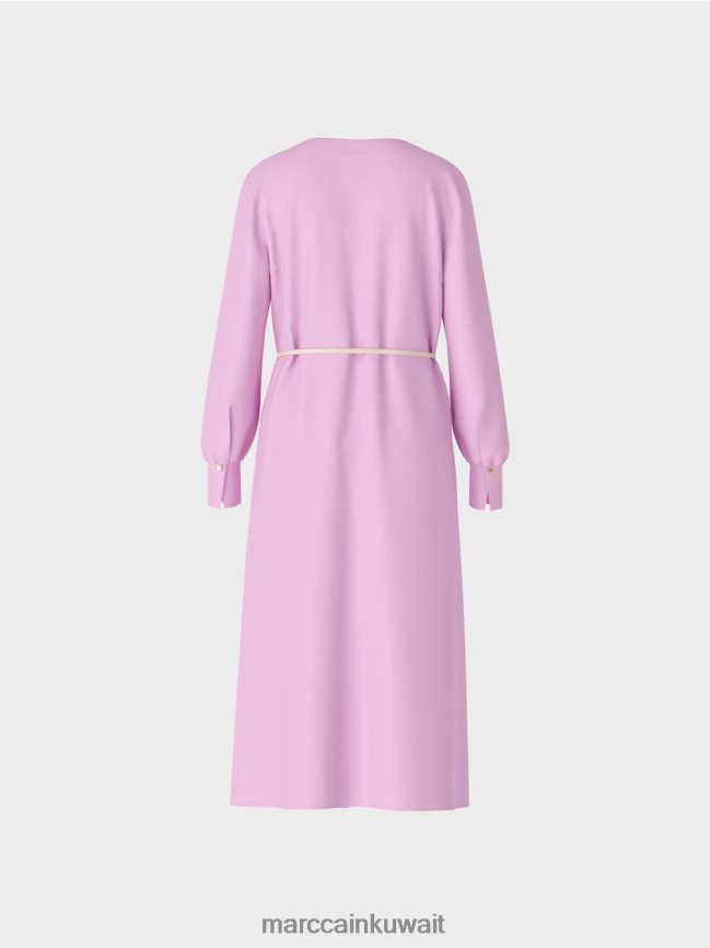 Marc Cain فستان أنيق بمظهر ريترو LVN0D6138 ملابس الخزامى الوردي