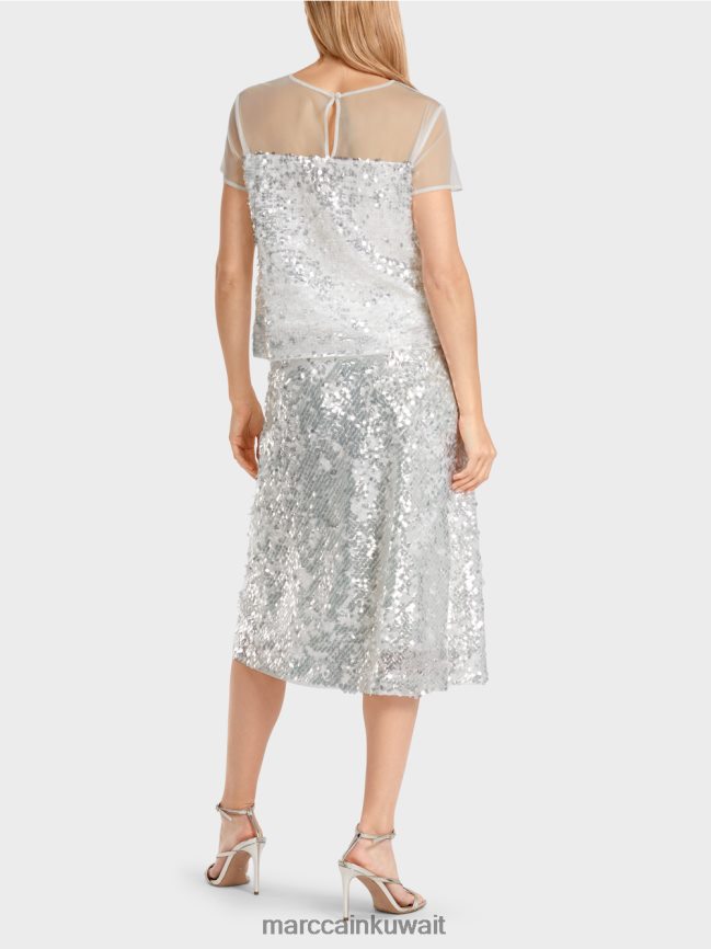 Marc Cain قمة مطرزة أنيقة LVN0D61390 ملابس أبيض مصفر