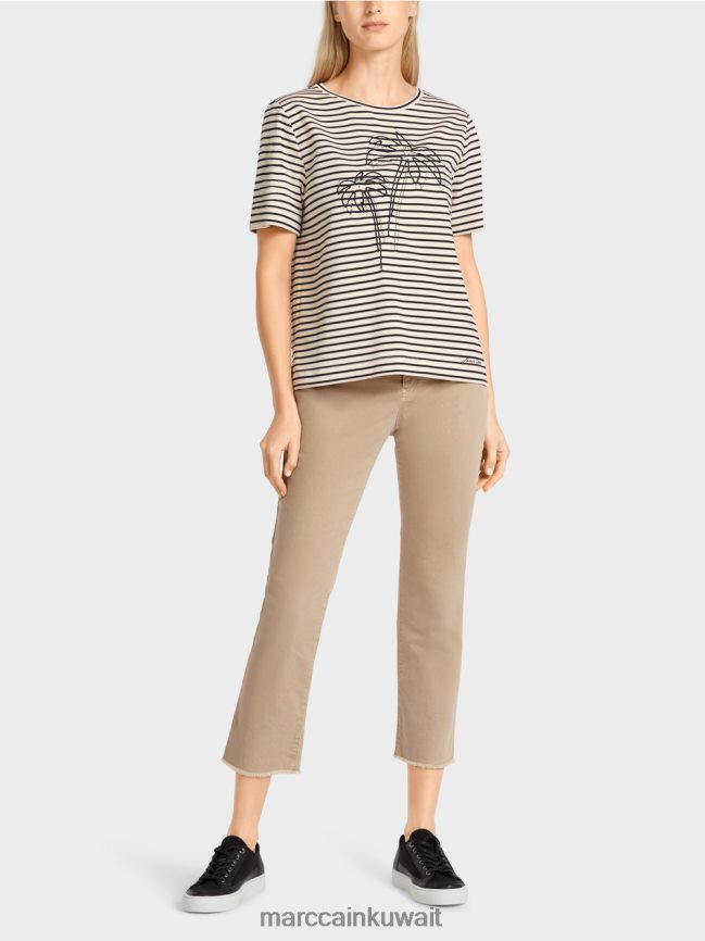 Marc Cain تي شيرت مخطط مع زين LVN0D61393 ملابس الكاجو