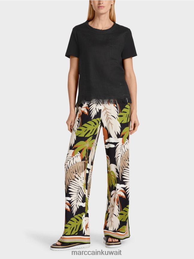 Marc Cain مهدب تي شيرت LVN0D61396 ملابس أسود