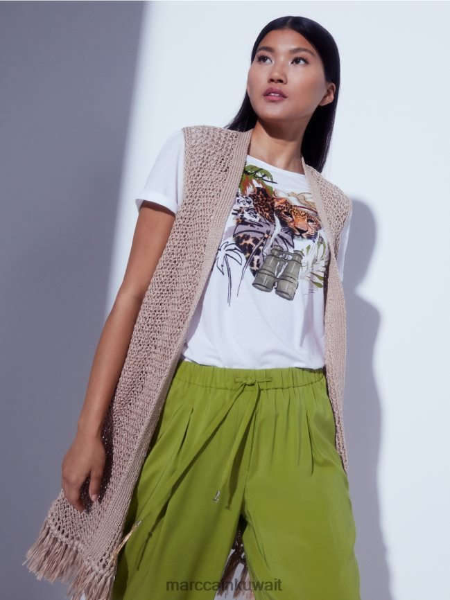 Marc Cain تي شيرت بزخارف حيوانية LVN0D61397 ملابس أبيض