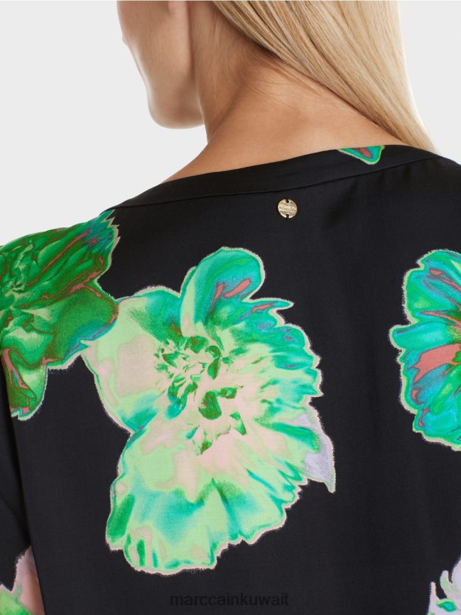 Marc Cain فستان بطبعة زهور LVN0D613 ملابس أسود