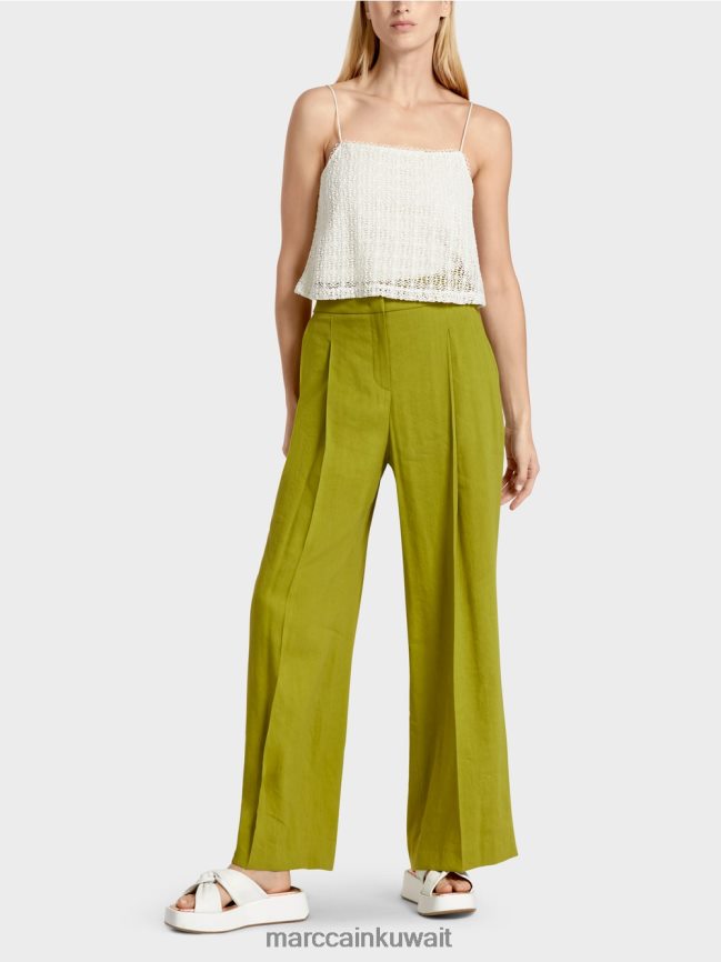 Marc Cain أعلى المحاصيل الدانتيل LVN0D61401 ملابس أبيض مصفر