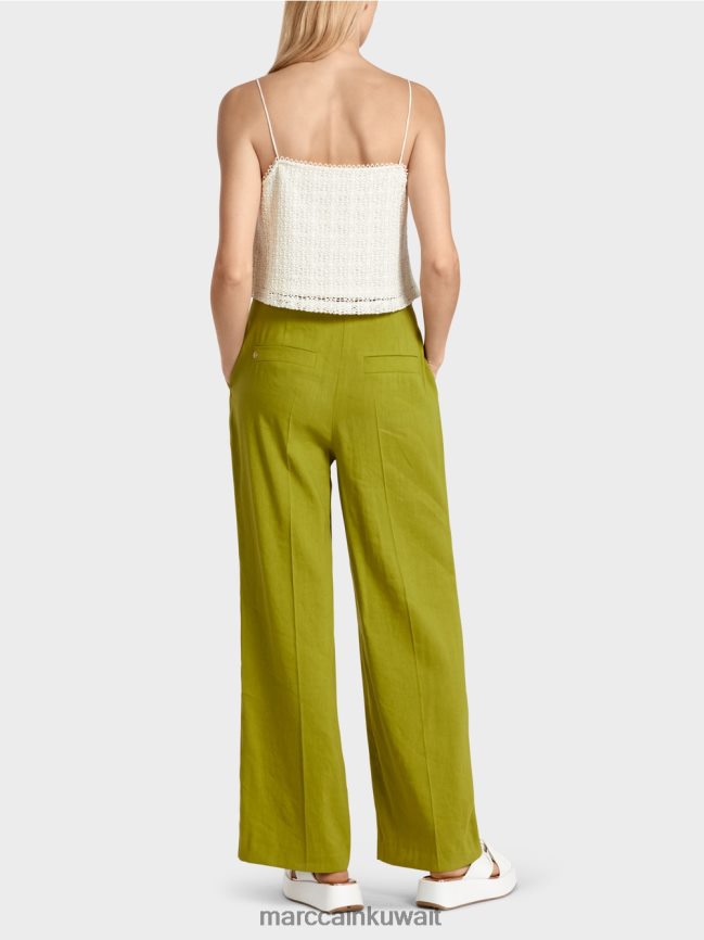 Marc Cain أعلى المحاصيل الدانتيل LVN0D61401 ملابس أبيض مصفر