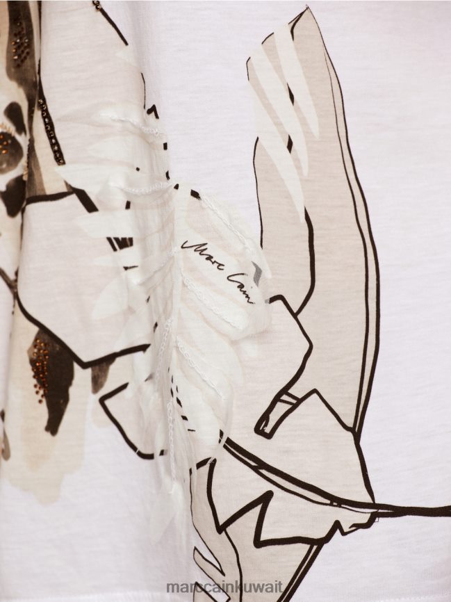 Marc Cain تي شيرت بزخارف حيوانية LVN0D61402 ملابس الرمال العميقة