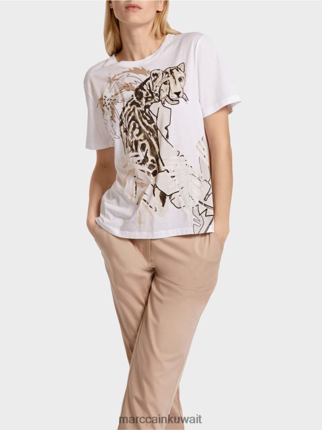 Marc Cain تي شيرت بزخارف حيوانية LVN0D61402 ملابس الرمال العميقة