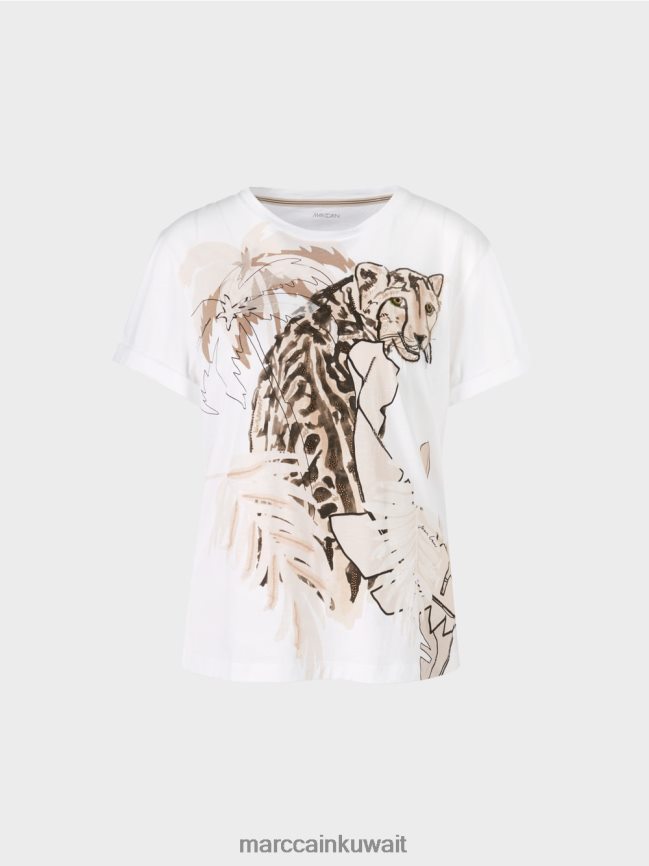 Marc Cain تي شيرت بزخارف حيوانية LVN0D61402 ملابس الرمال العميقة