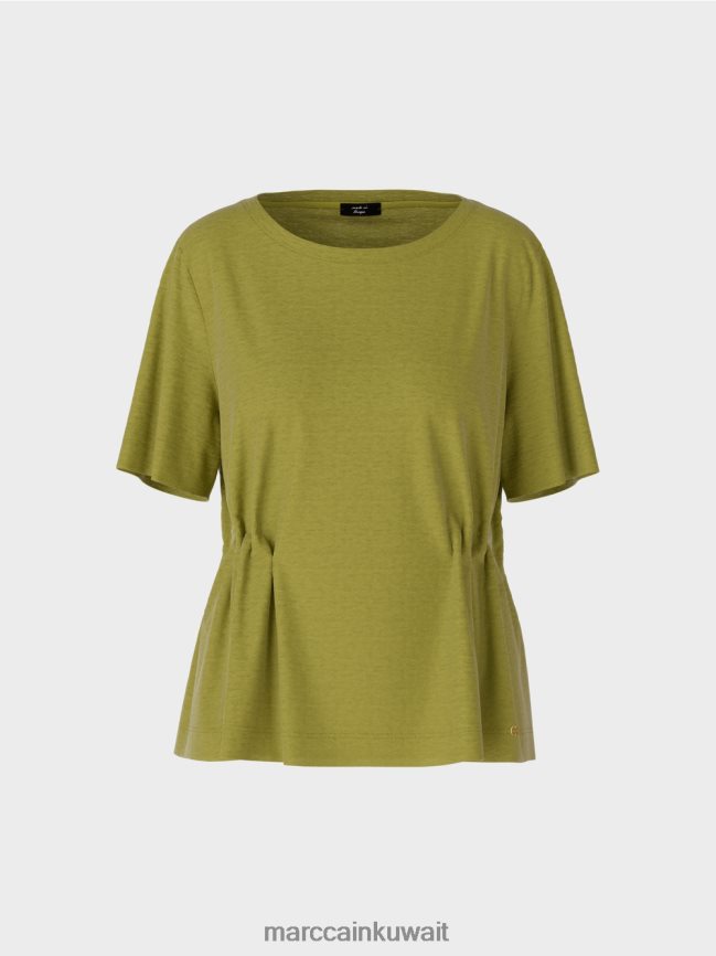 Marc Cain تي شيرت من الكتان LVN0D61406 ملابس زيتوني أخضر عميق