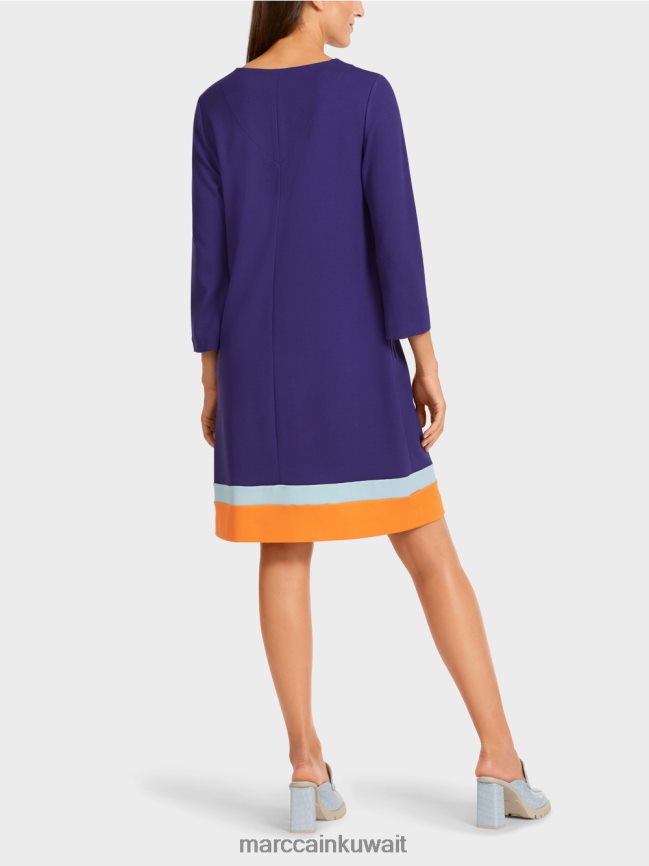 Marc Cain فستان بحاشية متباينة الألوان LVN0D6140 ملابس ملكي الأرجواني