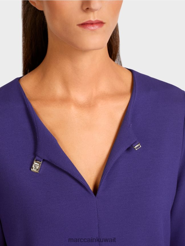 Marc Cain فستان بحاشية متباينة الألوان LVN0D6140 ملابس ملكي الأرجواني