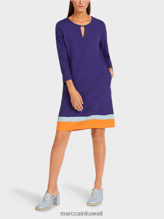 Marc Cain فستان بحاشية متباينة الألوان LVN0D6140 ملابس ملكي الأرجواني