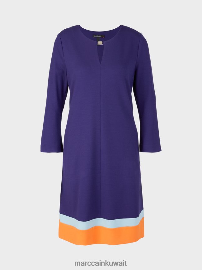 Marc Cain فستان بحاشية متباينة الألوان LVN0D6140 ملابس ملكي الأرجواني