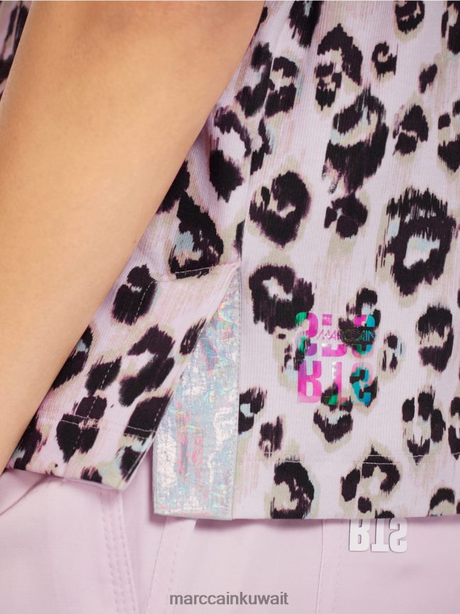 Marc Cain تي شيرت بطبعة الفهد LVN0D61410 ملابس الخزامى الخفيف